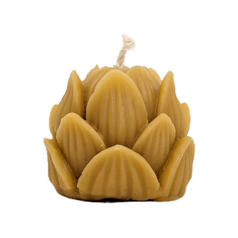 Eesti mesilasvahast küünal. Lootose lille kujuga küünal.